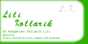 lili kollarik business card